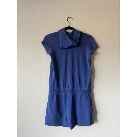 Princesse Tam Tam Romper Women’s Size XXS Blue Hooded 2” Inseam Bow Pockets - Picture 2 of 9